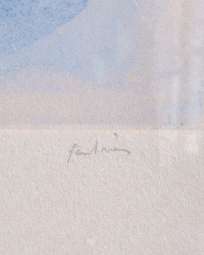 Jean Fautrier, nude on blue background