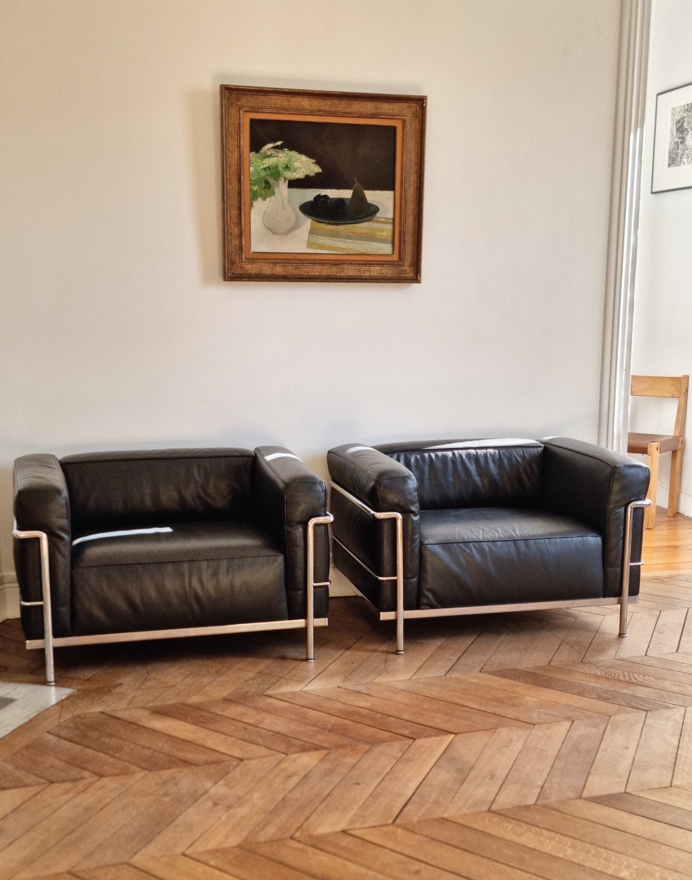 Pair of LC3 Le Corbusier armchairs