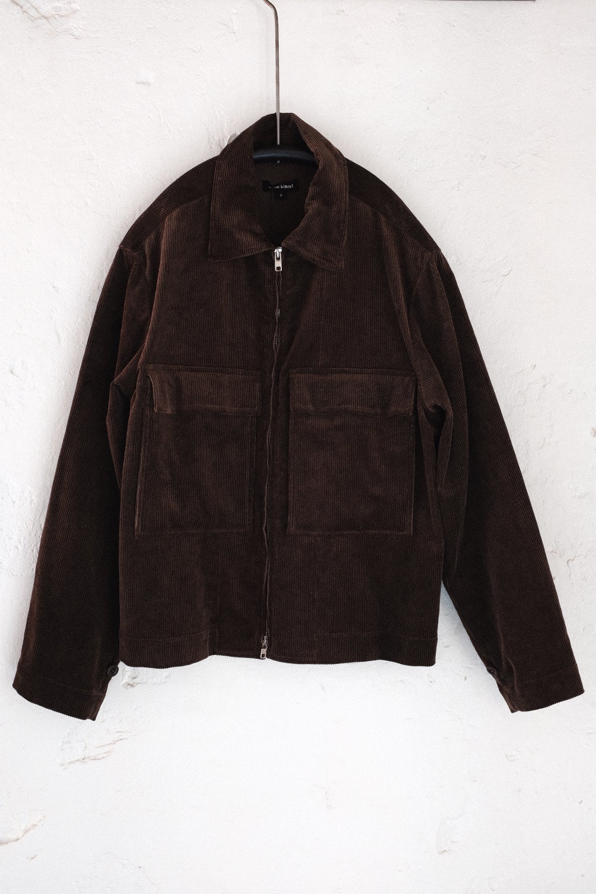 Zip Jacket, velours côtelé teint à l'encre sumi – Evan Kinori
