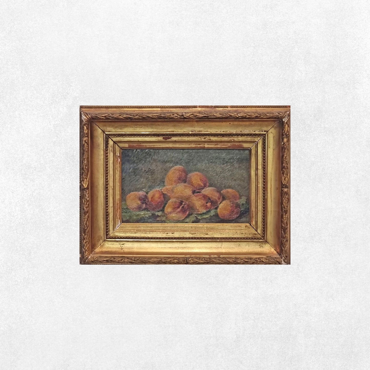 Nature morte aux pêches Huile sur panneau Signé et daté 1912