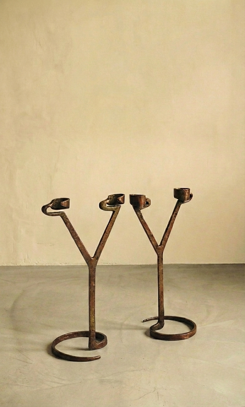 Pair of bronze candelabras