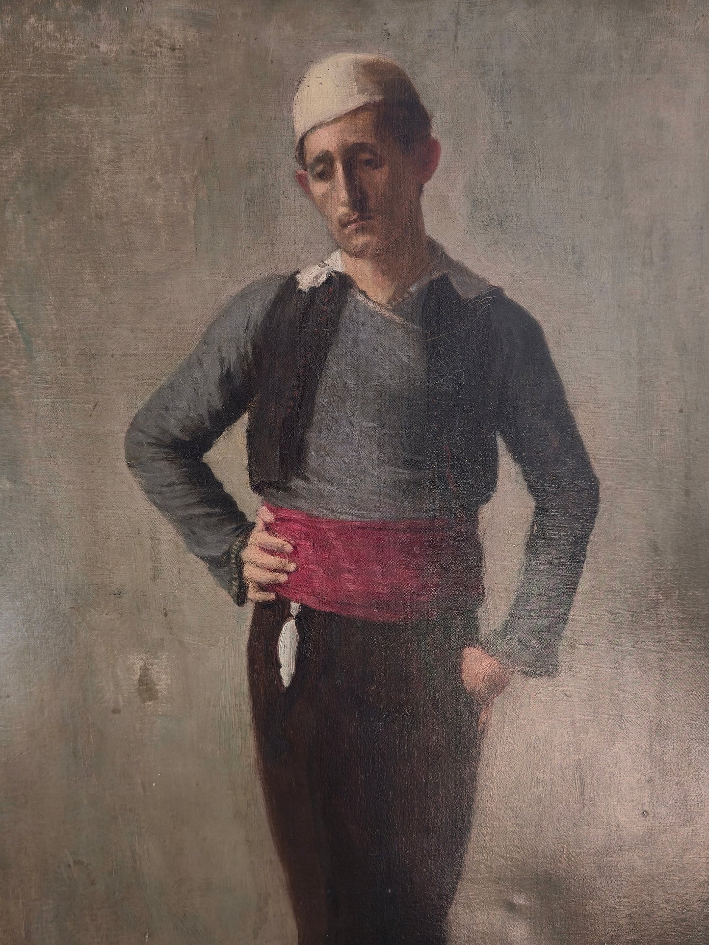 Huile sur toile, Étude Naturaliste d'un Danseur, circa 1890