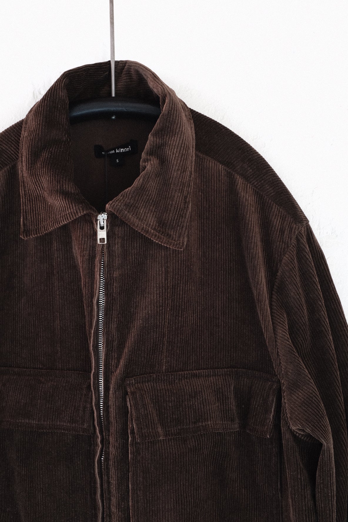 Zip Jacket, velours côtelé teint à l'encre sumi – Evan Kinori