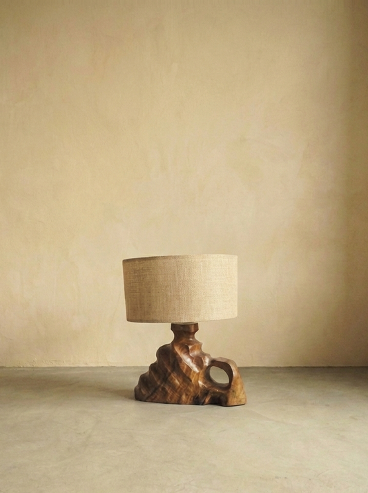 Lampe caverne en bois d’olivier