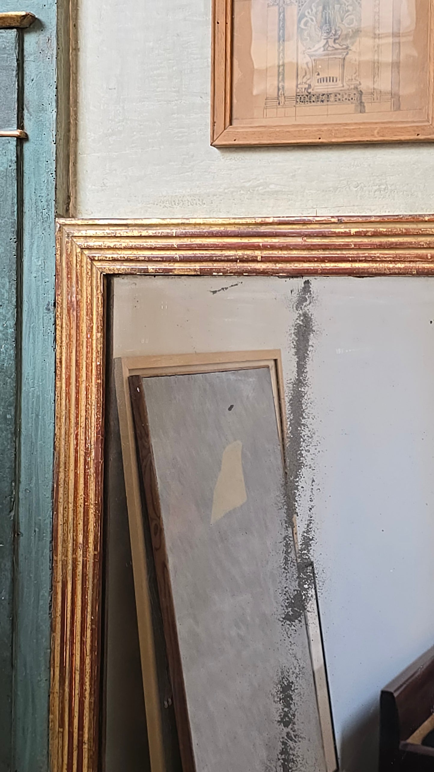 Trumeau neoclassique en bois doré et peint