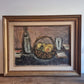 Huile sur panneau , nature morte aux fruits, Pierre Brune