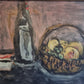 Huile sur panneau , nature morte aux fruits, Pierre Brune