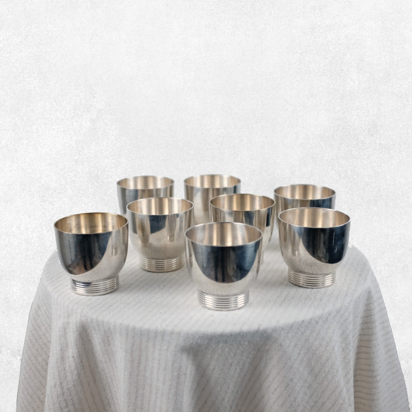 Eight Ravinet Denfer silver-plated timpani
